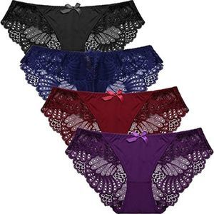 titivate Women 's Sexy Lace Underwear Hipster Thongs Panties Pack of 4